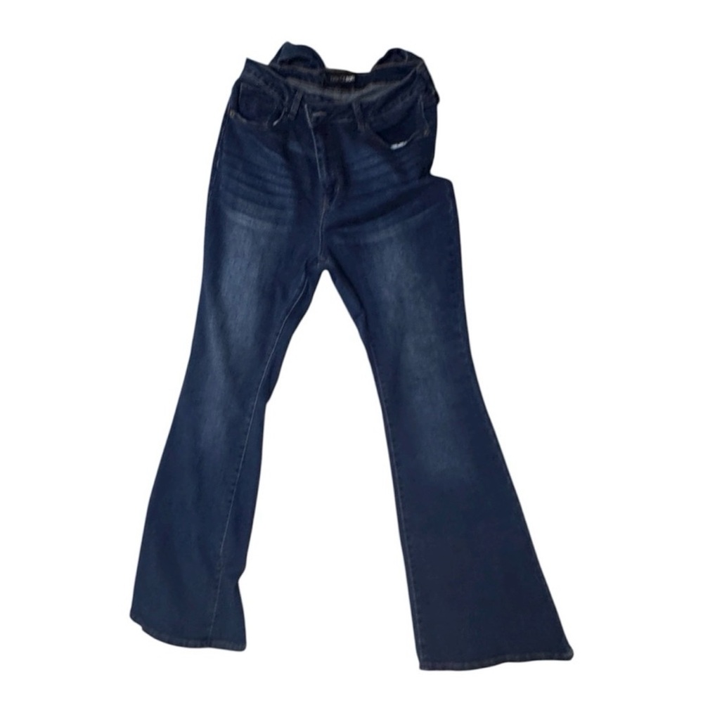 Fashion Nova Brianca Bow Dark Blue Flare Jeans - Picture 6 of 7